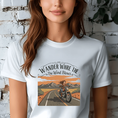Wander Where The Wind Blows Women’s Biker T-Shirt – Heavyweight Gildan® 5000