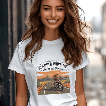 Wander Where The Wind Blows Women’s Biker T-Shirt – Heavyweight Gildan® 5000