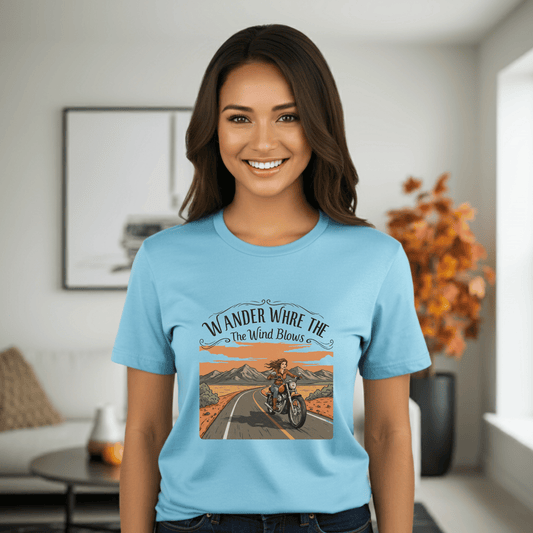 Wander Where The Wind Blows Women’s Biker T-Shirt – Heavyweight Gildan® 5000