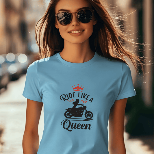 Ride Like A Queen Women’s Biker T-Shirt – Heavyweight Gildan® 5000 Crewneck