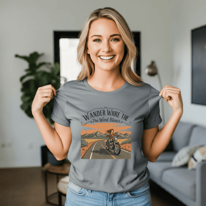 Wander Where The Wind Blows Women’s Biker T-Shirt – Heavyweight Gildan® 5000