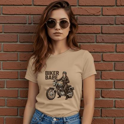 Biker Babe Women’s Motorcycle T-Shirt – Heavyweight Gildan® 5000 Crewneck