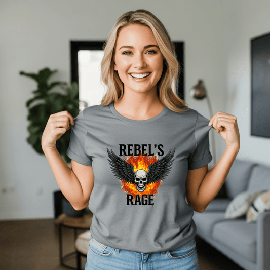 Rebel’s Rage Women’s Biker T-Shirt – Heavyweight Gildan® 5000 Crewneck