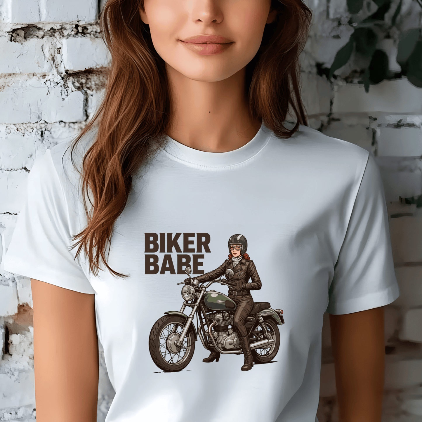 Biker Babe Women’s Motorcycle T-Shirt – Heavyweight Gildan® 5000 Crewneck