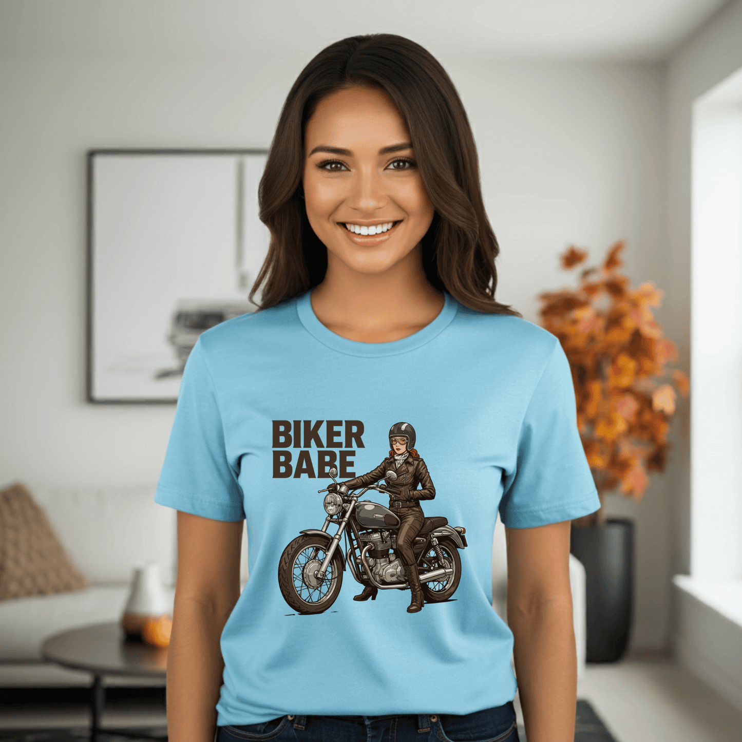 Biker Babe Women’s Motorcycle T-Shirt – Heavyweight Gildan® 5000 Crewneck