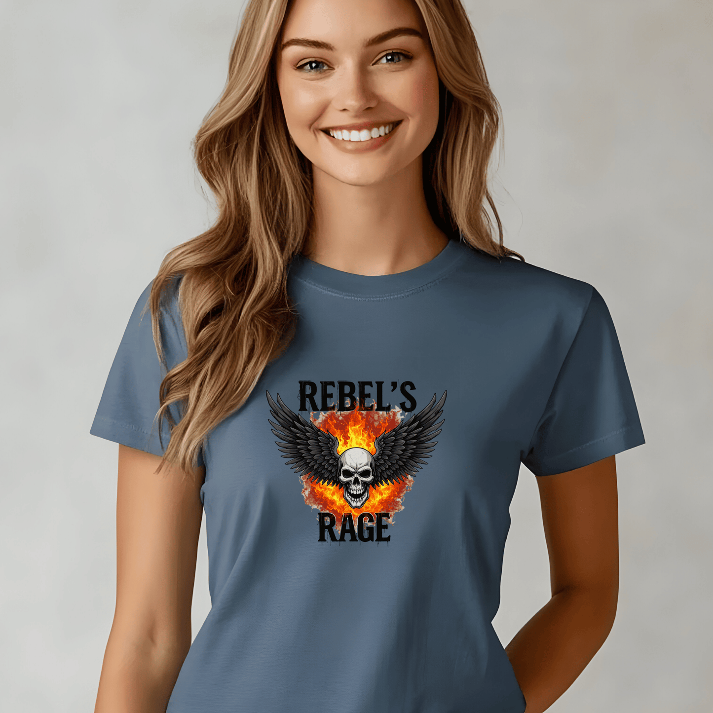 Rebel’s Rage Women’s Biker T-Shirt – Heavyweight Gildan® 5000 Crewneck
