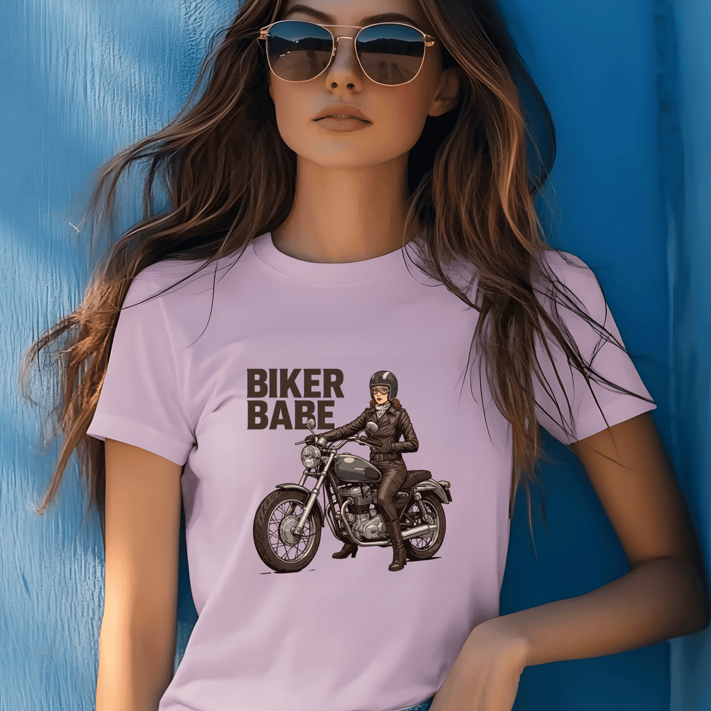 Biker Babe Women’s Motorcycle T-Shirt – Heavyweight Gildan® 5000 Crewneck