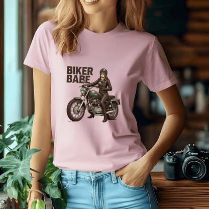 Biker Babe Women’s Motorcycle T-Shirt – Heavyweight Gildan® 5000 Crewneck