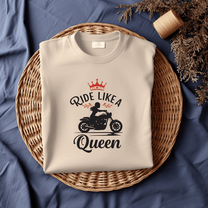 Ride Like A Queen Women’s Biker T-Shirt – Heavyweight Gildan® 5000 Crewneck