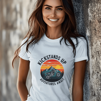 Kickstand Up Women’s Biker T-Shirt – Heavyweight Gildan® 5000 Crewneck
