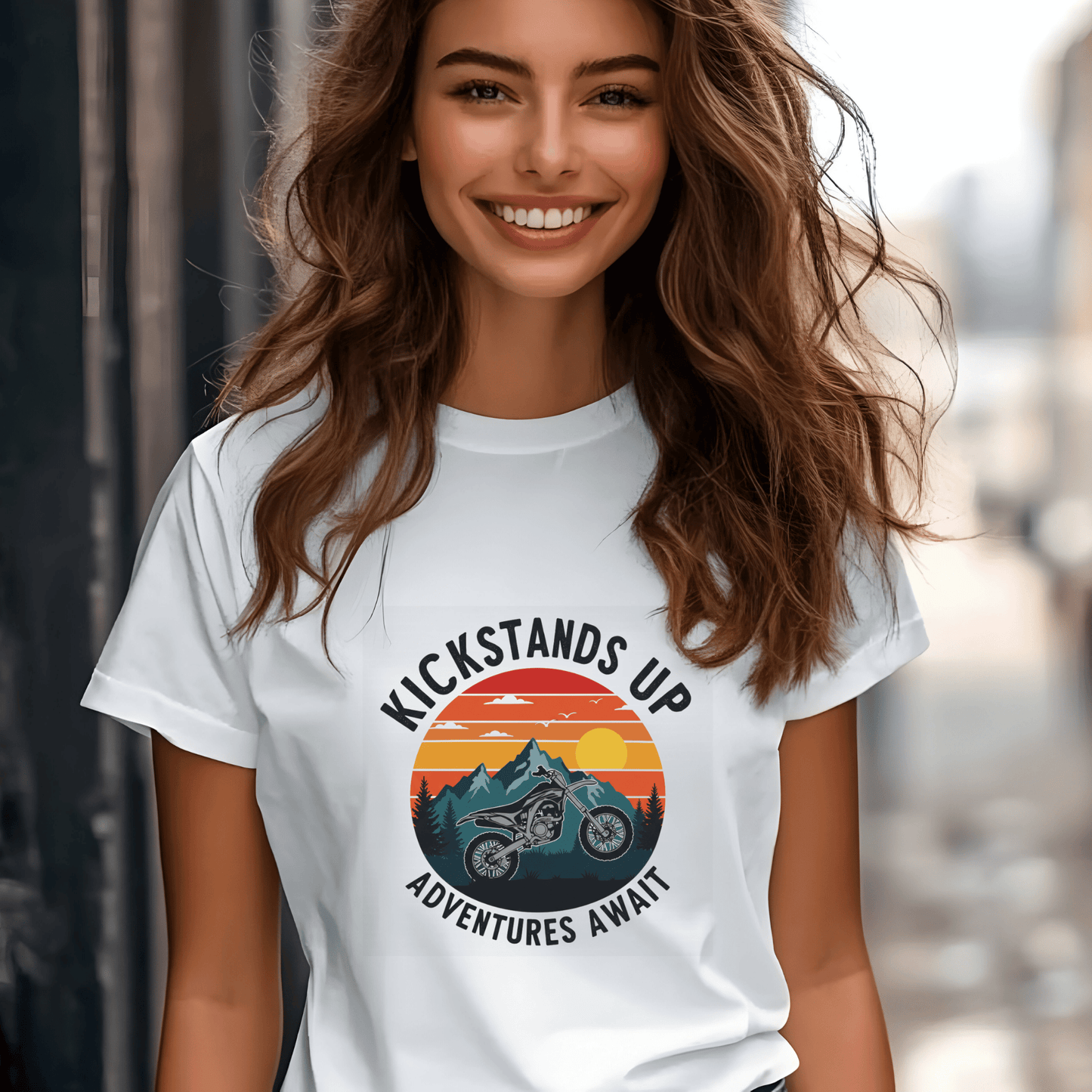 Kickstand Up Women’s Biker T-Shirt – Heavyweight Gildan® 5000 Crewneck