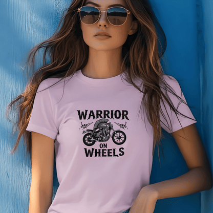 Warrior on Wheels Women’s Biker T-Shirt – Heavyweight Gildan® 5000 Crewneck