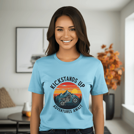Kickstand Up Women’s Biker T-Shirt – Heavyweight Gildan® 5000 Crewneck