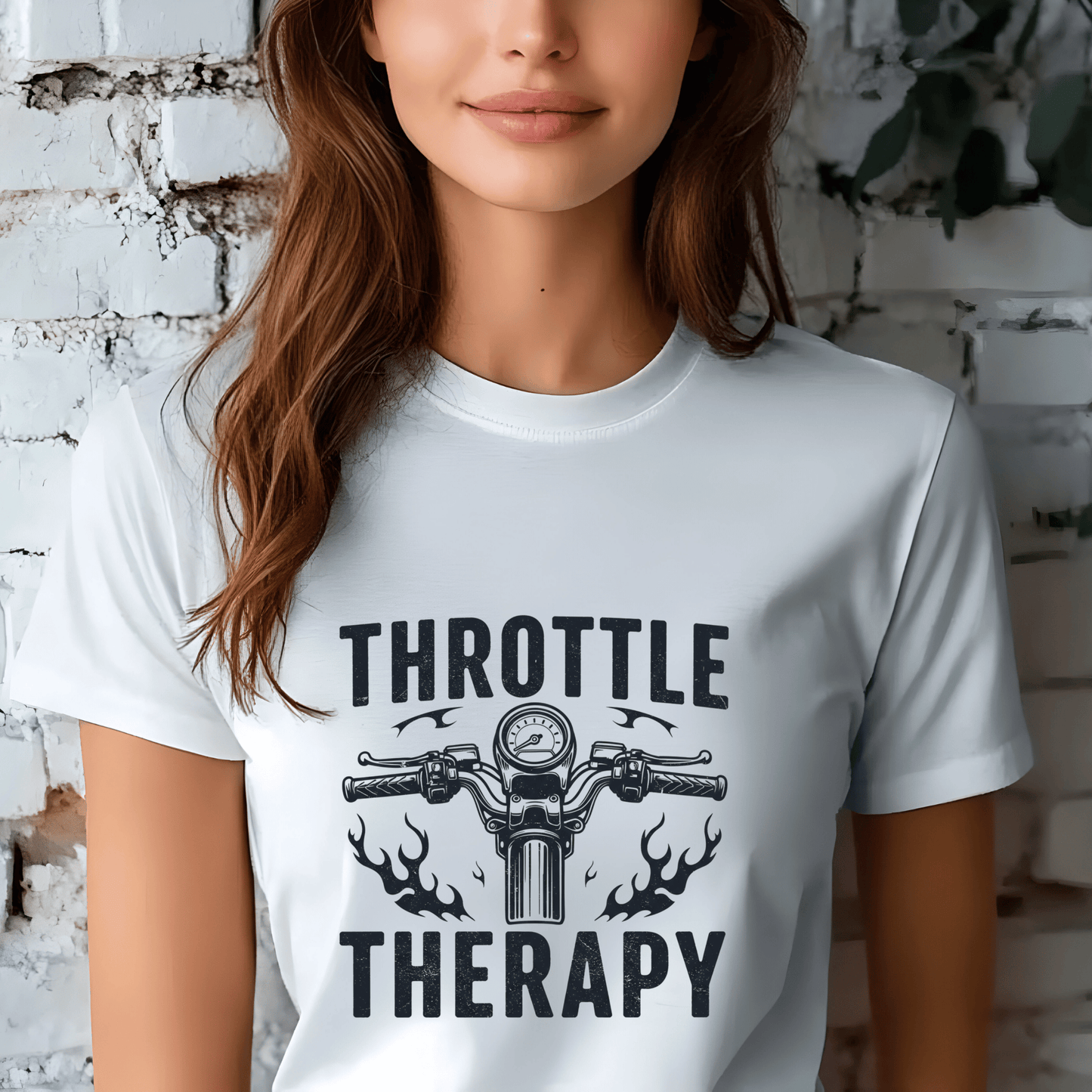 Throttle Therapy Women’s Biker T-Shirt – Heavyweight Gildan® 5000 Crewneck