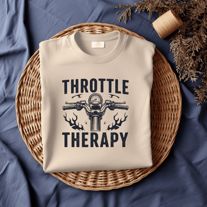 Throttle Therapy Women’s Biker T-Shirt – Heavyweight Gildan® 5000 Crewneck