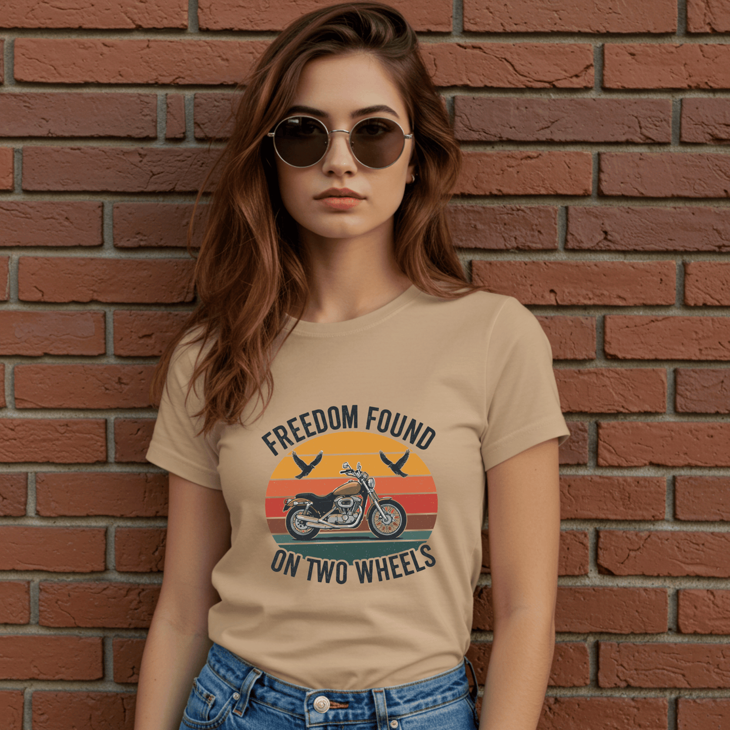 Freedom Found Women’s Biker T-Shirt – Heavyweight Gildan® 5000 Crewneck